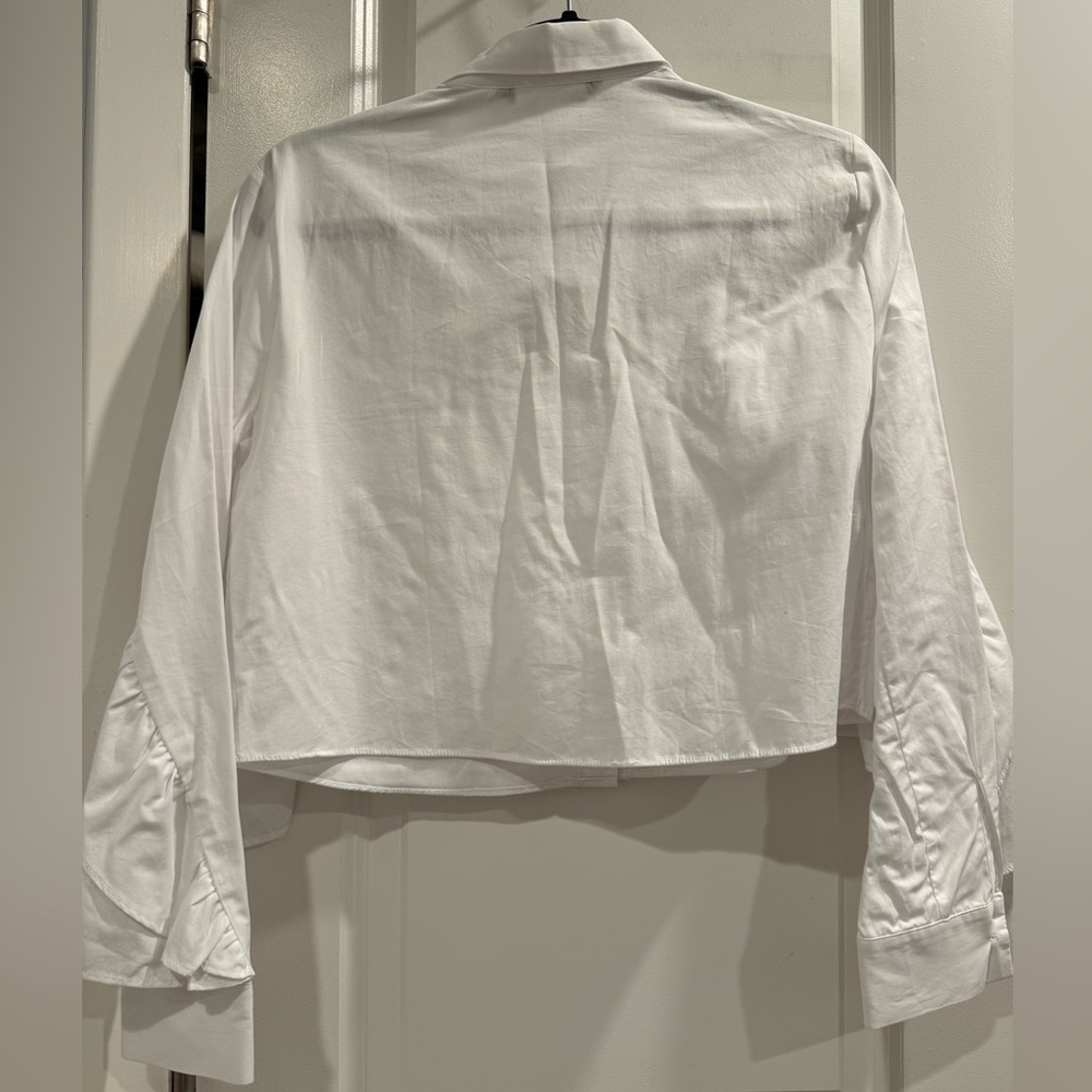 Zara Ruffle Cropped Button Down Shirt - image 2